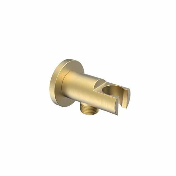 Wolfsburg  wandaansluitbocht rond met wanddouchehouder 1/2" geborsteld goud HM9090BG