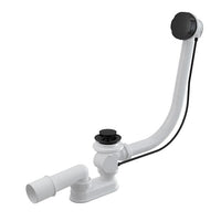 Alca badafvoer- en overloopcombinatie MAT ZWART  - 800mm - met waste met metalen plug