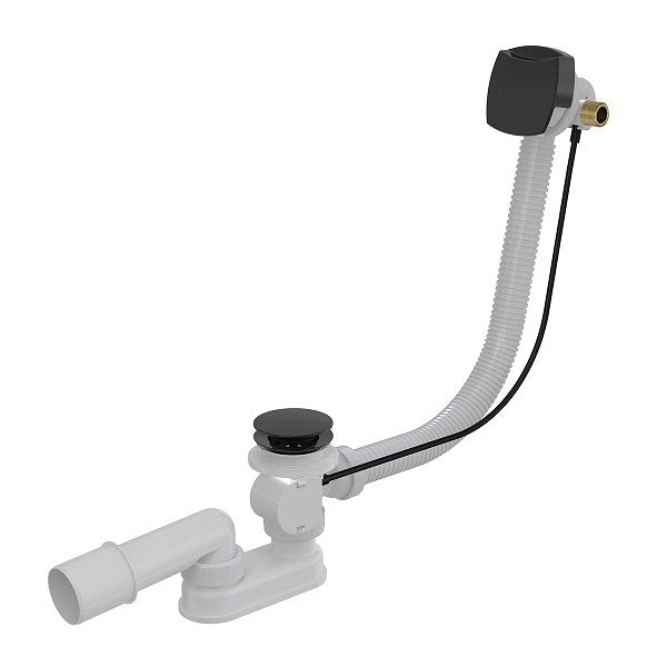 Alca  badafvoer en vul-overloopcombinatie inbouwdeel m. waste zwart met metalen plug (LET OP:  werkt alleen in combinatie met een inbouw badkraan .)