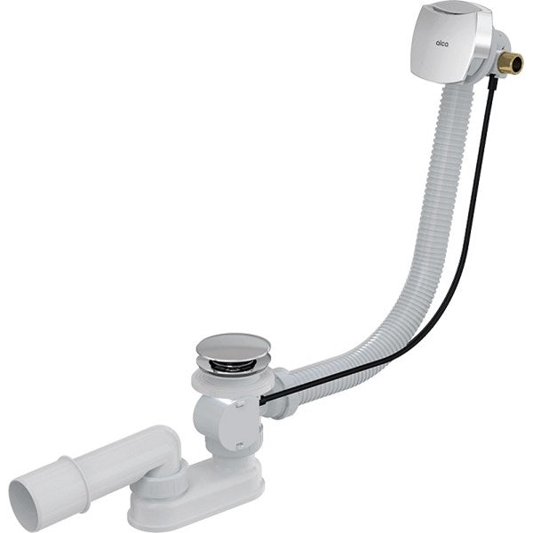 Alca  badafvoer en vul-overloopcombinatie met waste chroom met metalen plug (LET OP:  werkt alleen in combinatie met een inbouw badkraan)