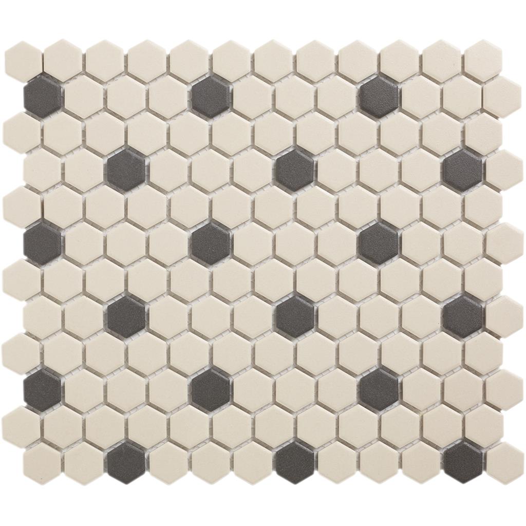 TMF London LOH-Mayfair-18 White + Black 18 black dots 2,3,2,6 26x30 Hexagon