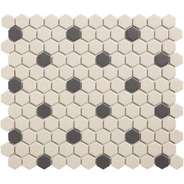 TMF London LOH-Mayfair-18 White + Black 18 black dots 2,3,2,6 26x30 Hexagon