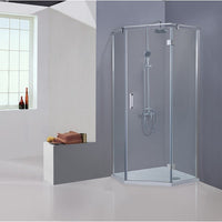 TrisLine Ceto  douchecabine vijfhoek met draaideur 90x90x200cm anti-kalk behandeld veiligheidsglas chroom rechts