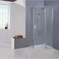 TrisLine Ceto  douchecabine vijfhoek met draaideur 90x90x200cm anti-kalk behandeld veiligheidsglas chroom rechts