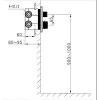 Wolfsburg Verlin inbouw thermostaat chroom  2-weg met omstel inclusief easy-install inbouwbox voor douche of bad rond