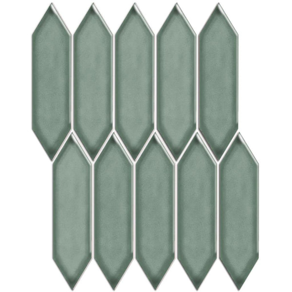 TMF Paris PAPIC82 Green Grey Glossy 4,8x19,5 25,8x31,3 Picket