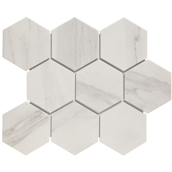 TMF Barcelona AMH95003 Carrara White Matt 9,5x11 25,6x29,6 Hexagon