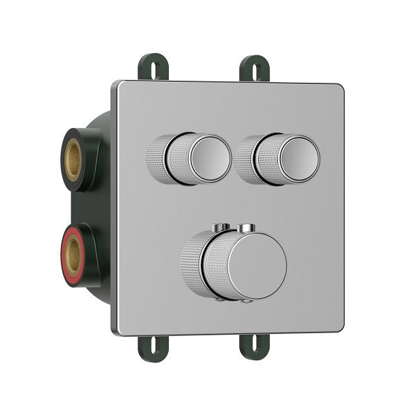 Wolfsburg Verlin inbouw thermostaat chroom  2-weg met omstel inclusief easy-install inbouwbox voor douche of bad rond