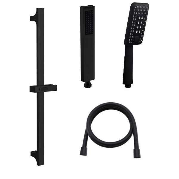 Wolfsburg Dex glijstang mat zwart 70cm met handdouche en doucheslang