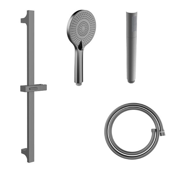 Wolfsburg Dex glijstang gunmetal licht grijs 70cm met handdouche en doucheslang