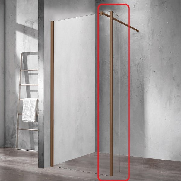 TrisLine Walk-In  zijwand met HOEKPROFIEL 30x200cm helder glas met koper geborsteld profiel als uitbreiding voor inloopdouche Walk-In