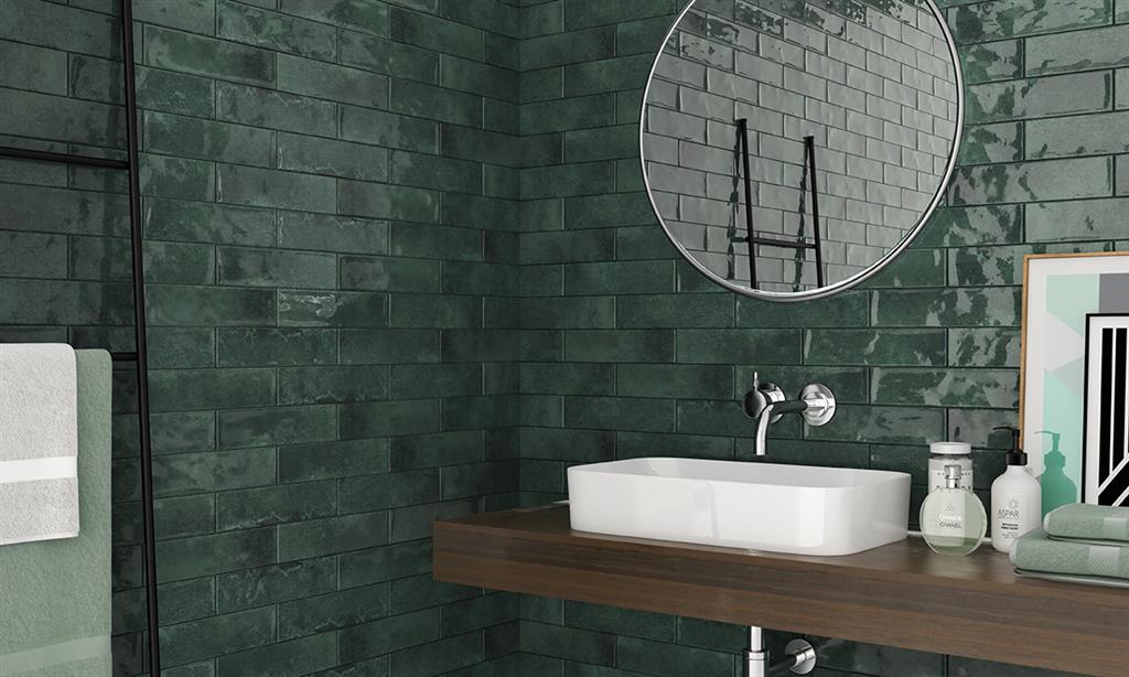 Ecoceramic Harlequin Green wandtegel